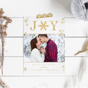 Festiva Tarjeta de Navidades fotográficos "Joy" White & Go