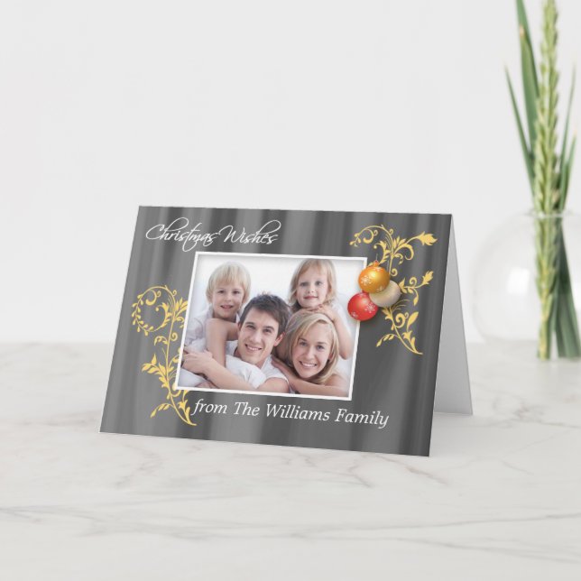 Festiva Tarjeta de Navidades fotográficos personalizados (Anverso)