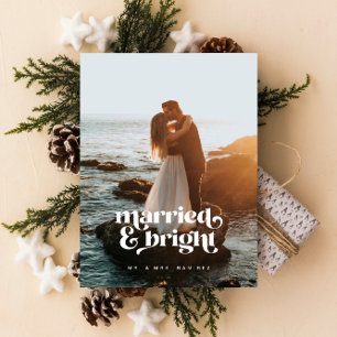 Festiva Tarjeta de Navidades fotográficos recién casados y