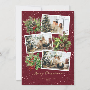 Festiva Tarjeta de Navidades fotográficos Red Holly Berrie
