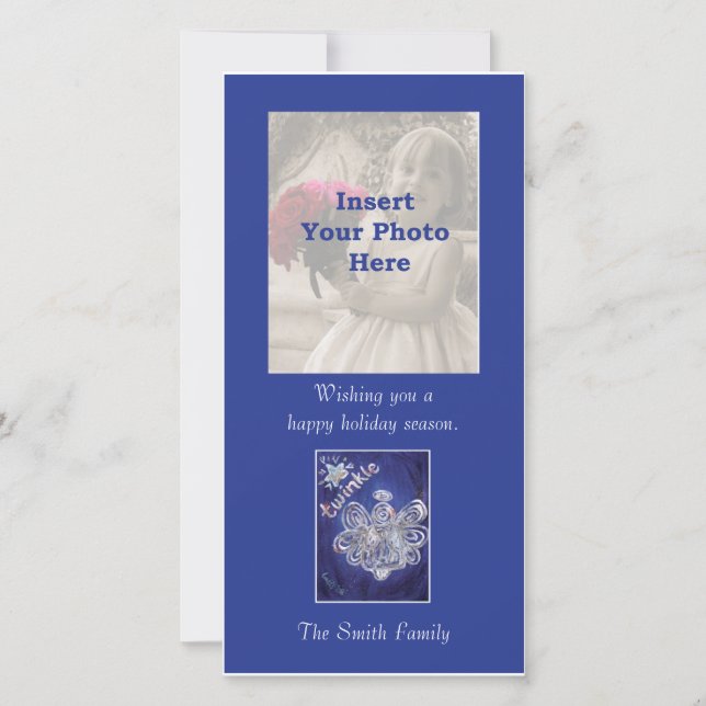 Festiva Tarjeta de Navidades fotográficos Twinkle Angel (Anverso)