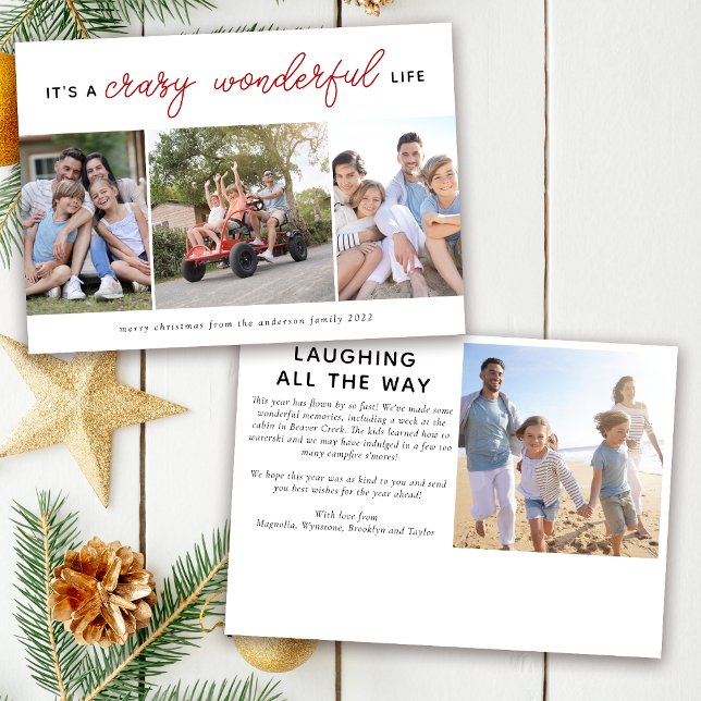 Festiva Tarjeta de Navidades fotográficos | Una vida marav (Send season's greetings to family and friends with this It's a Crazy Wonderful Life photo card)