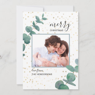 Festiva Tarjeta de Navidades fotográficos Watercolor Eucal