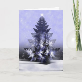 Festiva Tarjeta de Navidades fractales Blue Yule Tree