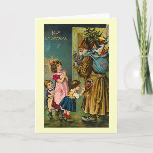 Festiva Tarjeta de Navidades franceses "Vive St. Nicolas"