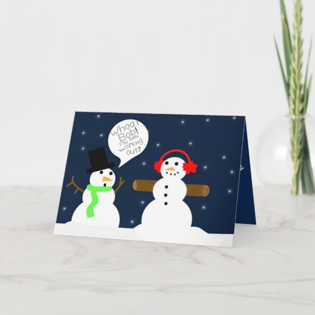 FESTIVA TARJETA DE NAVIDADES FUNNY SNOWMAN (Anverso)