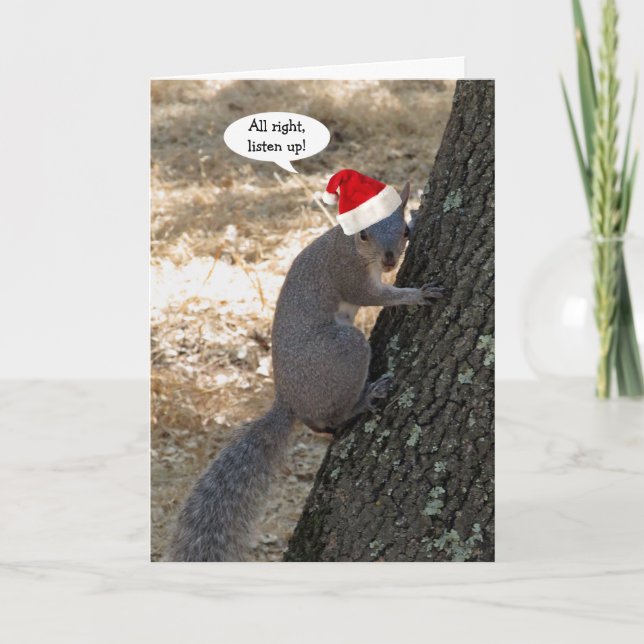 Festiva Tarjeta de Navidades Gangster Santa Squirrel (Anverso)