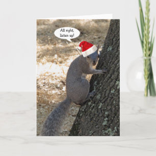 Festiva Tarjeta de Navidades Gangster Santa Squirrel