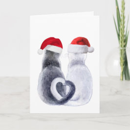 Festiva Tarjeta de Navidades gatos con Santa Hat