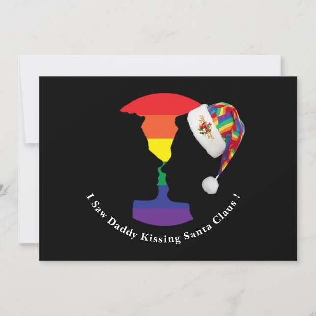 Festiva Tarjeta de Navidades Gay Kiss (Anverso)