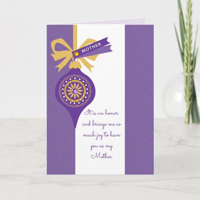 Festiva Tarjeta de Navidades Gemstone & Ornamet para madre (Anverso)