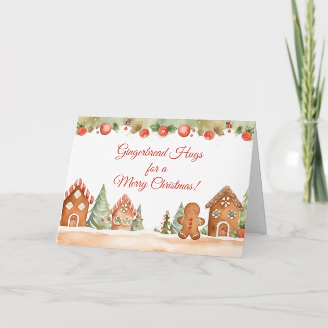 Festiva Tarjeta de Navidades Gingerbread Hugs (Anverso)