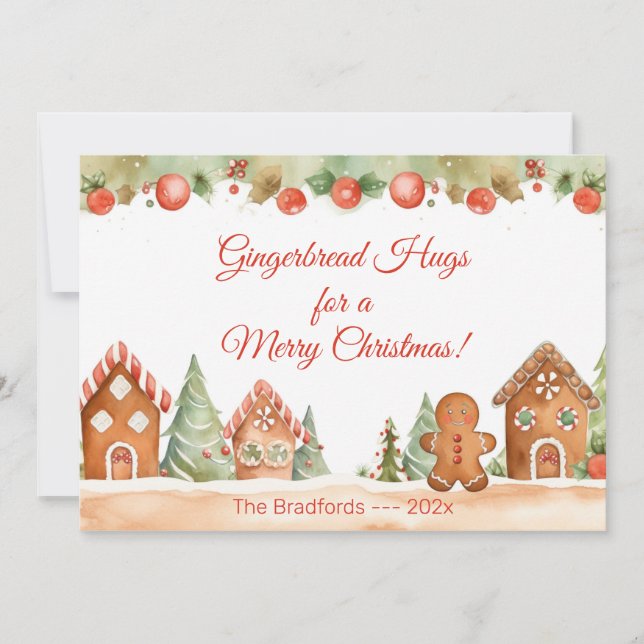 Festiva Tarjeta de Navidades Gingerbread Hugs (Anverso)