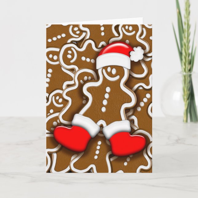 Festiva Tarjeta de navidades Gingerbread Santa Claus (Anverso)