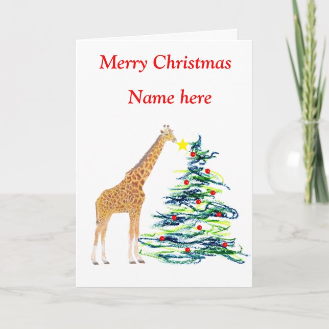 Festiva Tarjeta de Navidades Giraffe (Anverso)