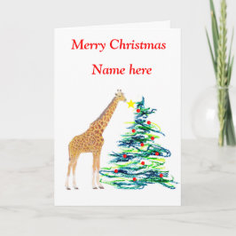 Festiva Tarjeta de Navidades Giraffe
