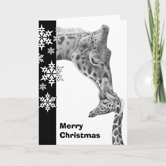 Festiva Tarjeta de Navidades Giraffe and Calf (Anverso)