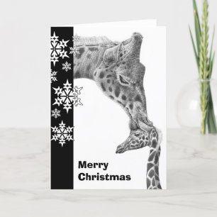 Festiva Tarjeta de Navidades Giraffe and Calf