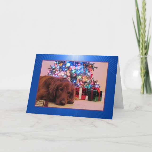 Festiva Tarjeta de Navidades Golden Retriever, Personaliza (Anverso)
