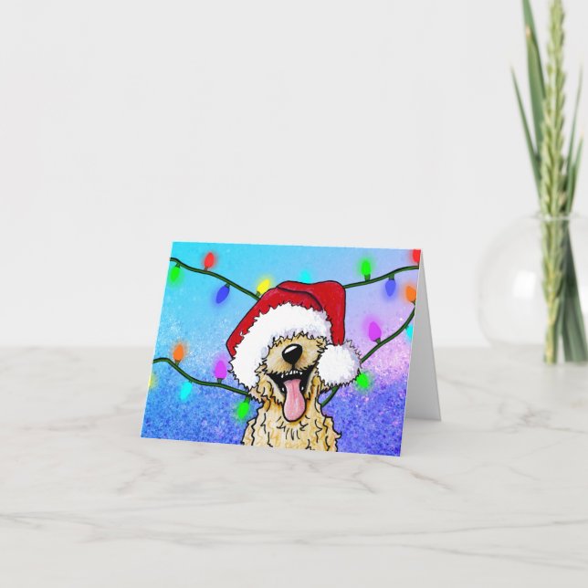 Festiva Tarjeta de Navidades Goldendoodle (Anverso)