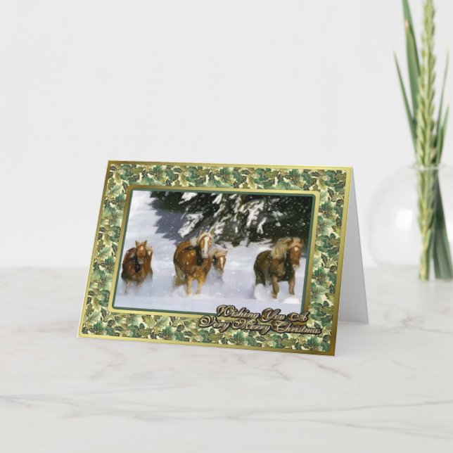 Festiva Tarjeta de Navidades Haflinger Horse Blank (Anverso)