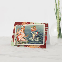 Festiva Tarjeta de Navidades Happy Dolphin Retro