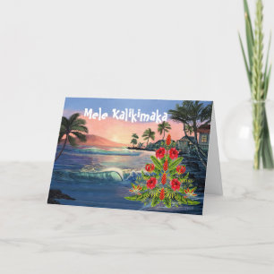 Festiva Tarjeta de Navidades hawaianos Mele Kalikimaka
