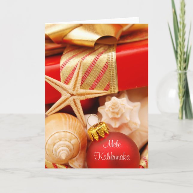 Festiva Tarjeta de Navidades hawaianos Mele Kalikimaka (Anverso)