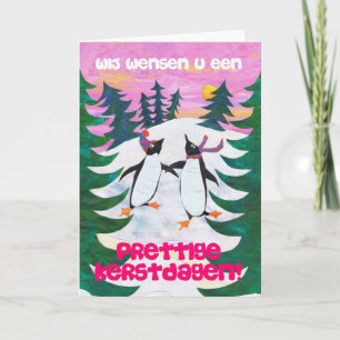 Festiva Tarjeta de Navidades holandeses - Pingüinos de pat