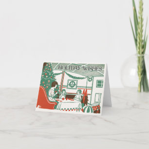 Festiva Tarjeta de Navidades "Holiday Wishes" de estilo vi