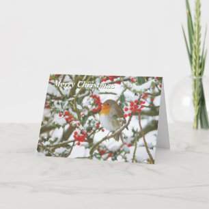 Festiva Tarjeta de Navidades Holly y Robin