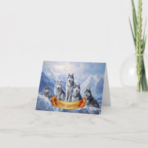 Festiva Tarjeta de Navidades Husky Siberiano