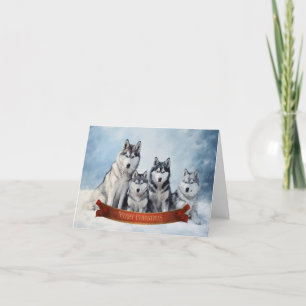 Festiva Tarjeta de Navidades Husky Siberiano