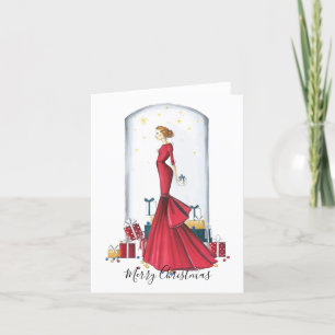Festiva Tarjeta de Navidades ilustrados de moda