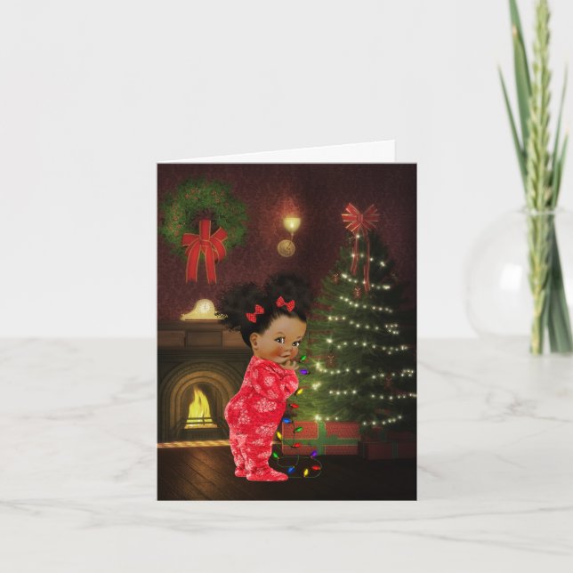 Festiva Tarjeta de Navidades infantiles afroamericanos (Anverso)