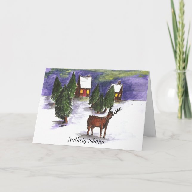 Festiva Tarjeta de Navidades irlandeses con saludo irlandé (Anverso)