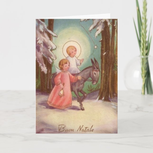 Festiva Tarjeta de Navidades italianos de época (Anverso)