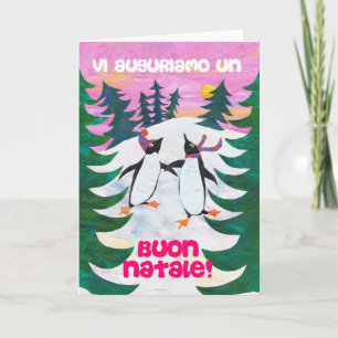 Festiva Tarjeta de Navidades italianos - Pingüinos para pa