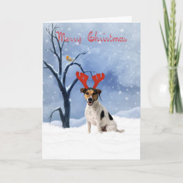 Festiva tarjeta de navidades jack russell - bulldog tiene 
