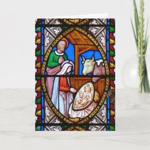 Festiva Tarjeta de Navidades Jesucristo de Vidrio Mantenid