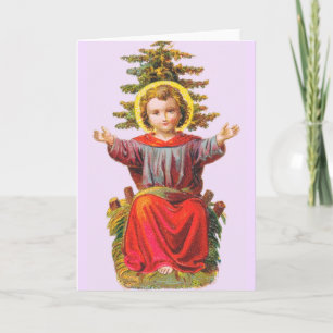 Festiva Tarjeta de Navidades Jesús de Niño Religioso Vinta