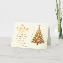 Festiva Tarjeta de Navidades John 1:5 Gold Christmas Tree