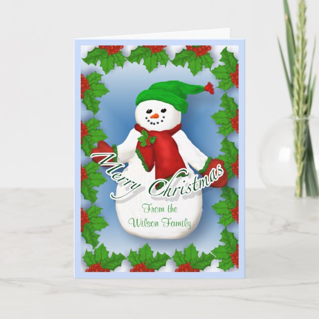 Festiva Tarjeta de Navidades Jolly Snowman (Anverso)