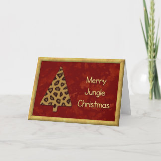 Festiva Tarjeta de Navidades Jungle Leopard - edición roja