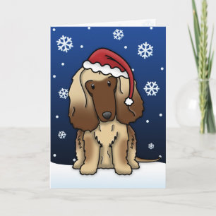 Festiva Tarjeta de Navidades Kawaii Afghan Hound