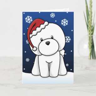 Festiva Tarjeta de Navidades Kawaii Bichon Frise