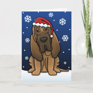 Festiva Tarjeta de Navidades kawaii Bloodhound