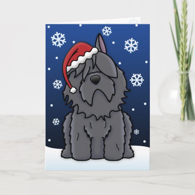 Festiva Tarjeta de Navidades Kawaii Bouvier des Flandres (Anverso)