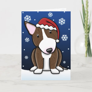 Festiva Tarjeta de Navidades Kawaii Brindle Bull Terrier