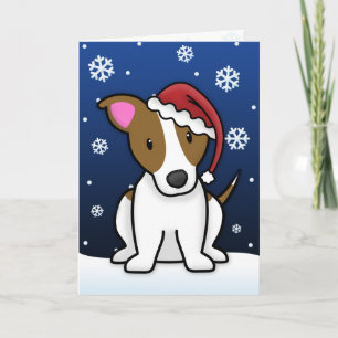 Festiva Tarjeta de Navidades Kawaii Jack Russell Terrier